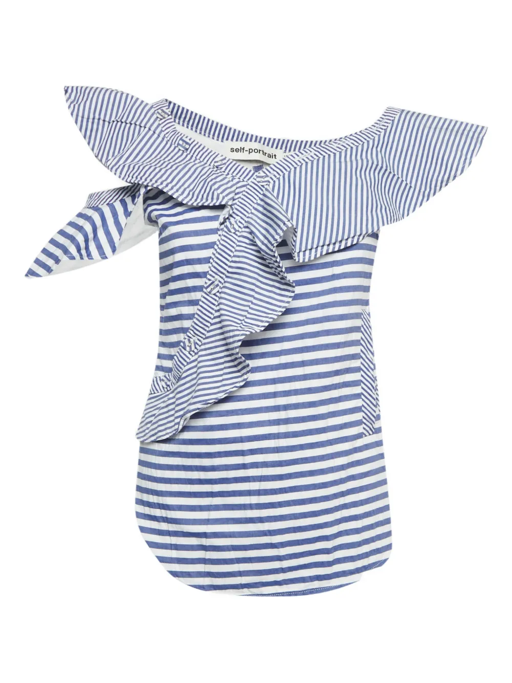 Self-Portrait asymmetric striped top - Bianco