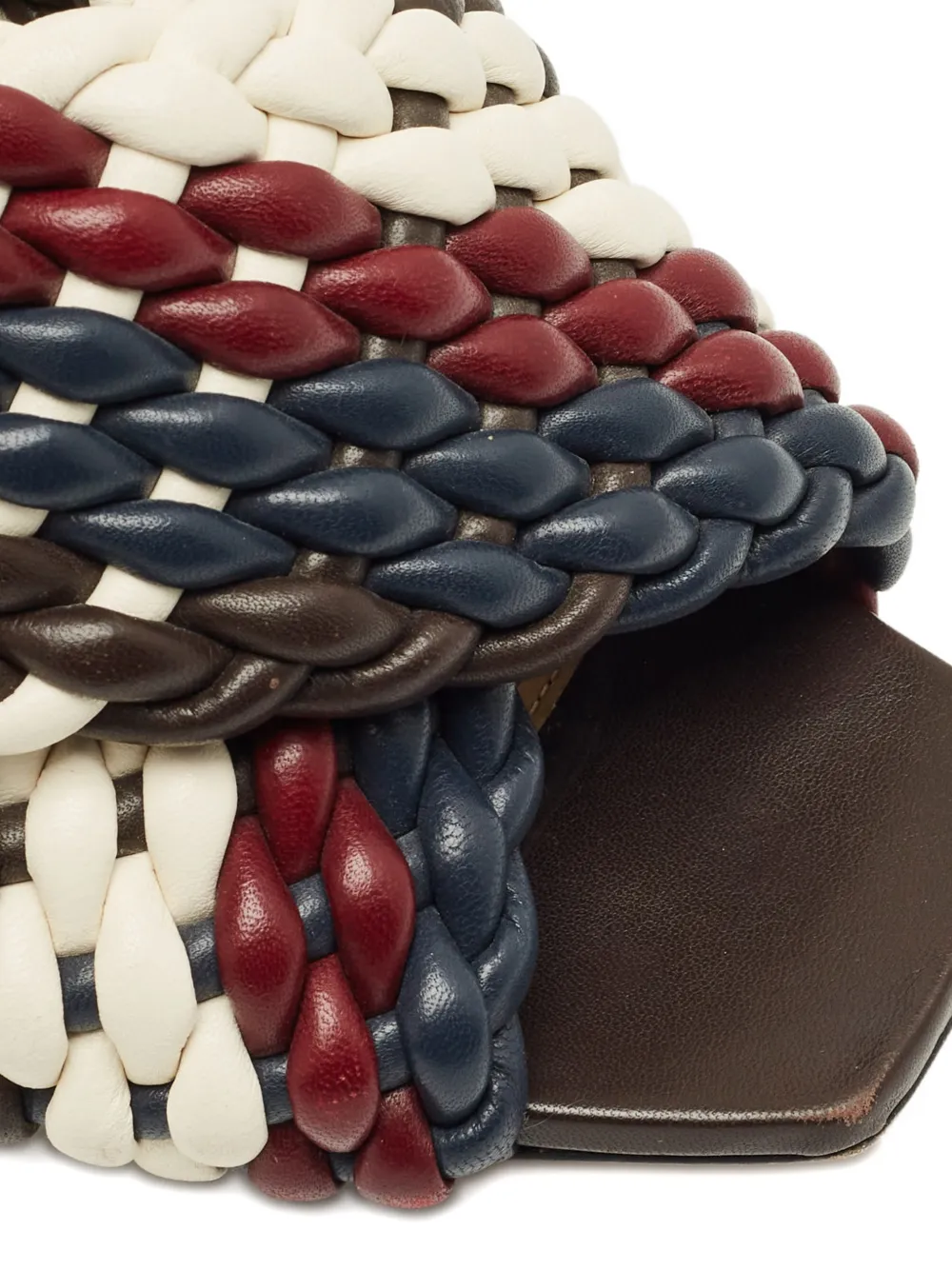 Bottega Veneta Pre-Owned Canalazzo woven leather slide sandals - Blauw