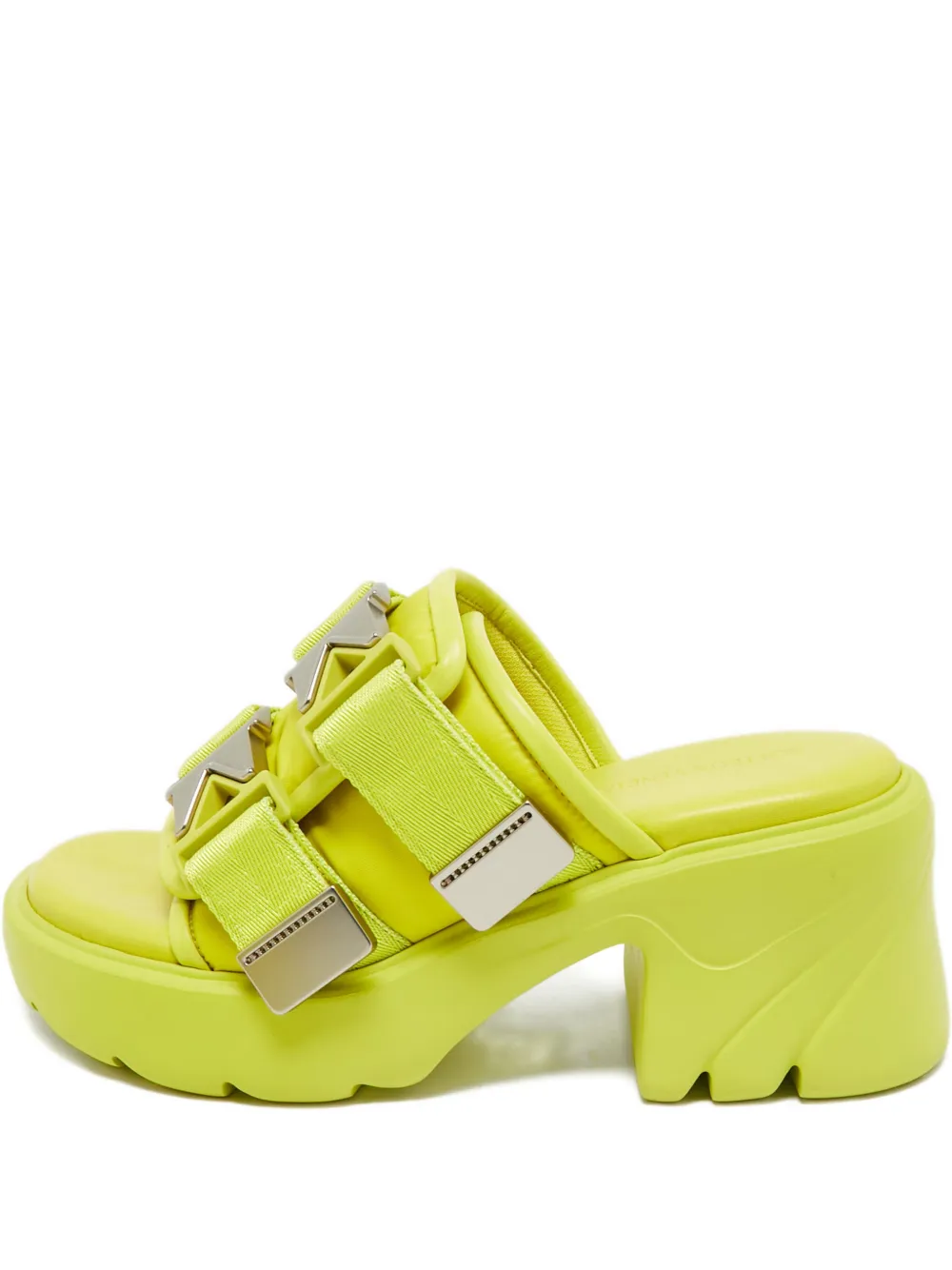 Pre-owned Bottega Veneta Platform Buckle Sandals 7.5 In Yellow