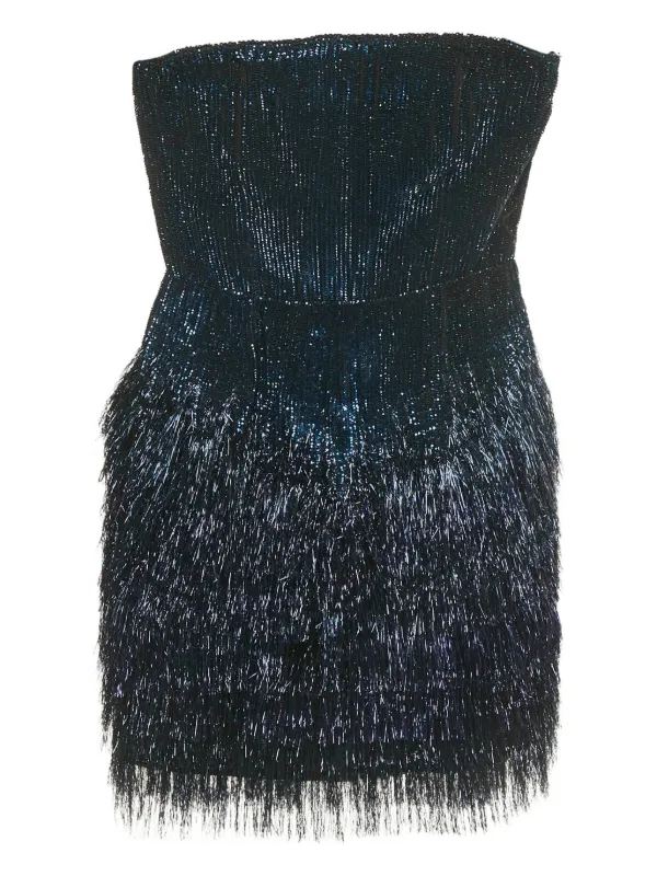 Roberto Cavalli Vintage Lurex Sequin Strapless Mini Dress | Blue | FARFETCH