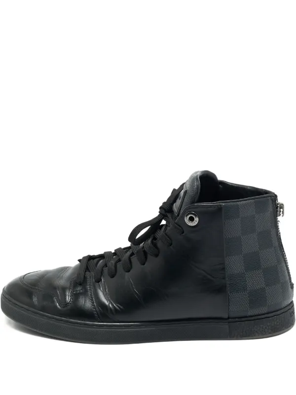 靴 Louis Vuitton Damier Graphite shoes Louis Vuitton Pre-Owned Damier Graphite high-top Sneakers | Black