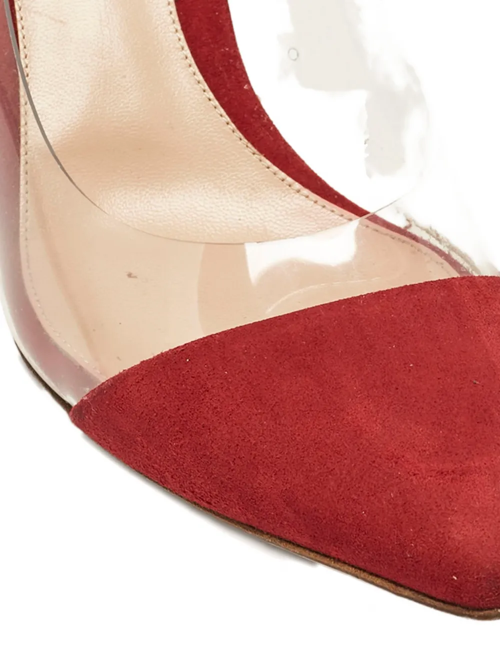 Pre-owned Gianvito Rossi Plexi Pointed Pumps In Red