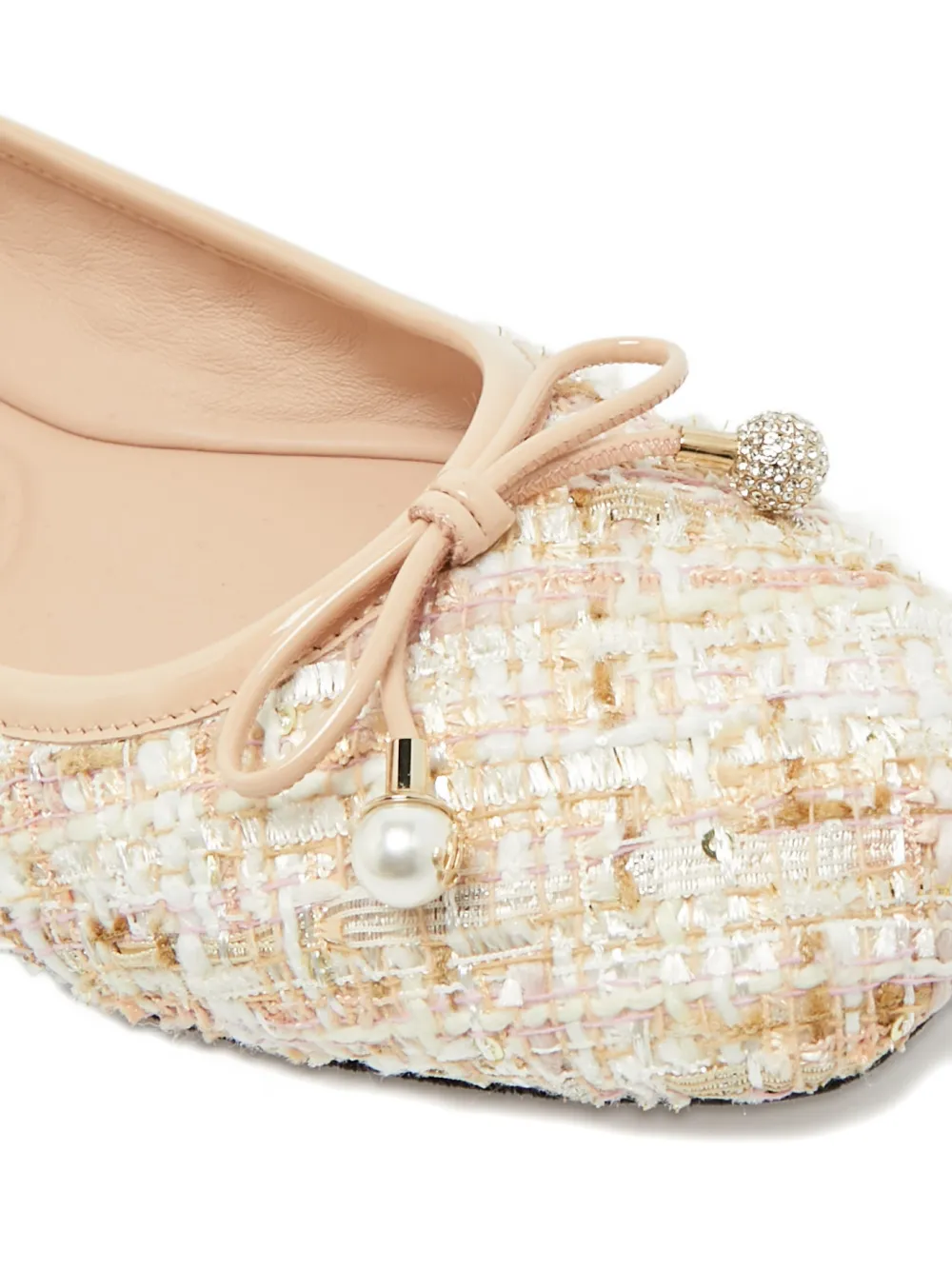 Pre-owned Jimmy Choo Patent Bow Ballet Flat In Neutral