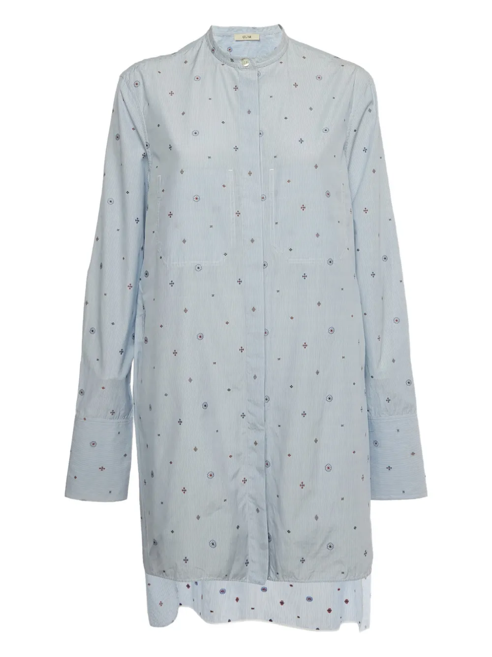 Celine Pre-Owned embroidered striped-pattern shirt - Blau