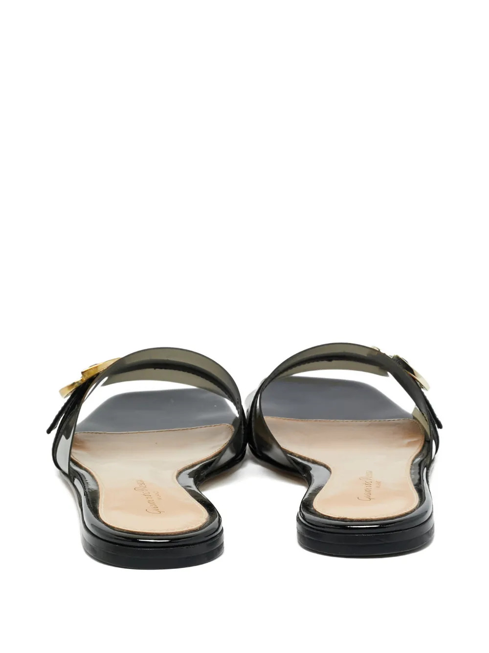 Gianvito Rossi black patent-leather slides - Wit