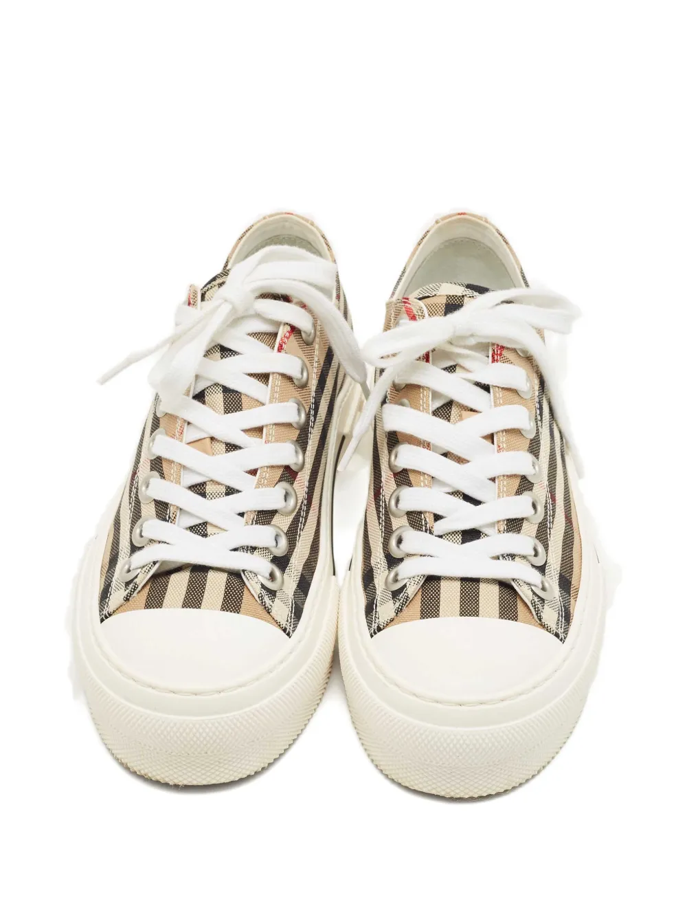 Pre-owned Burberry Check Low-top Sneakers In Neutral
