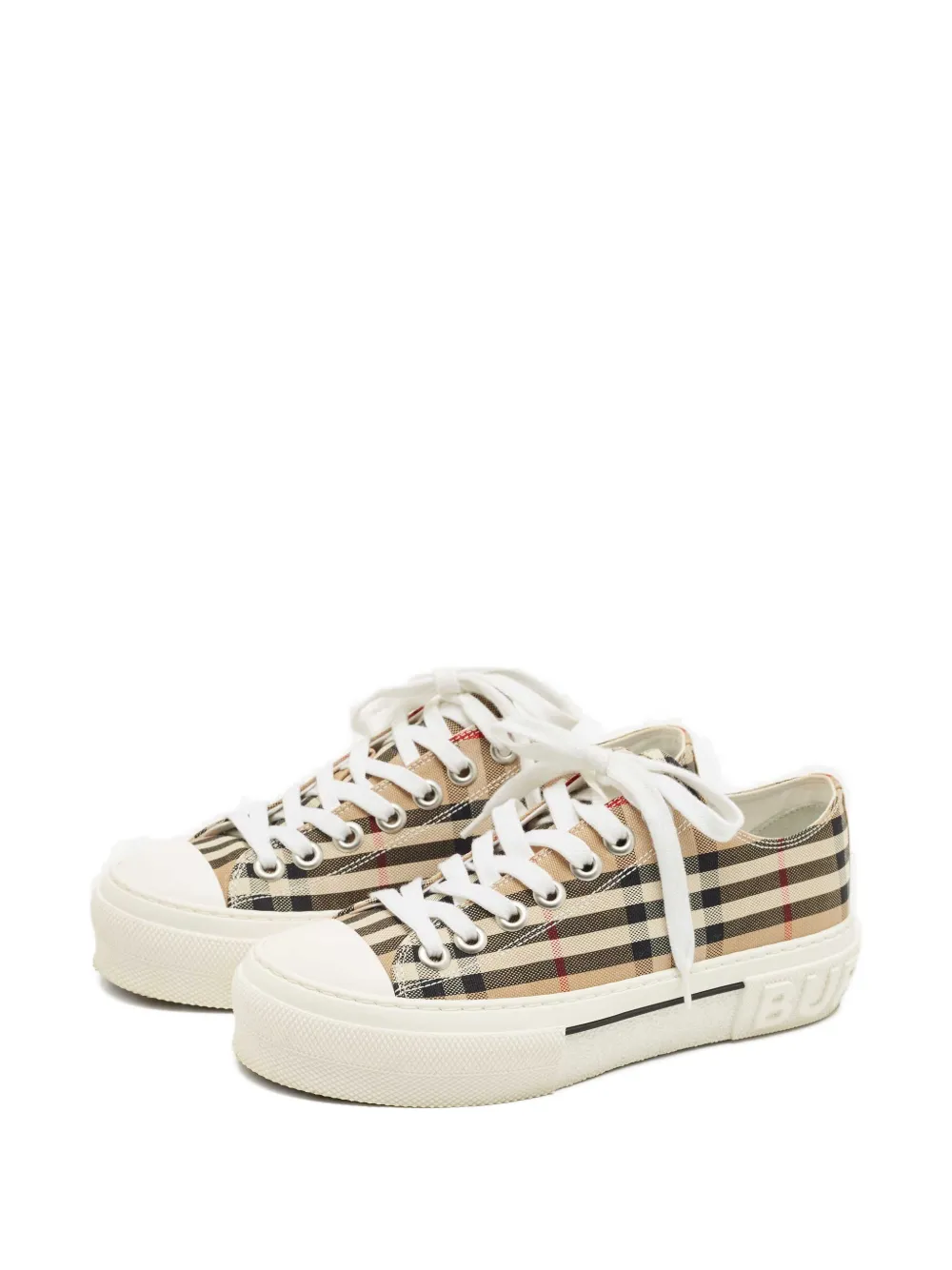 Pre-owned Burberry Check Low-top Sneakers In Neutral