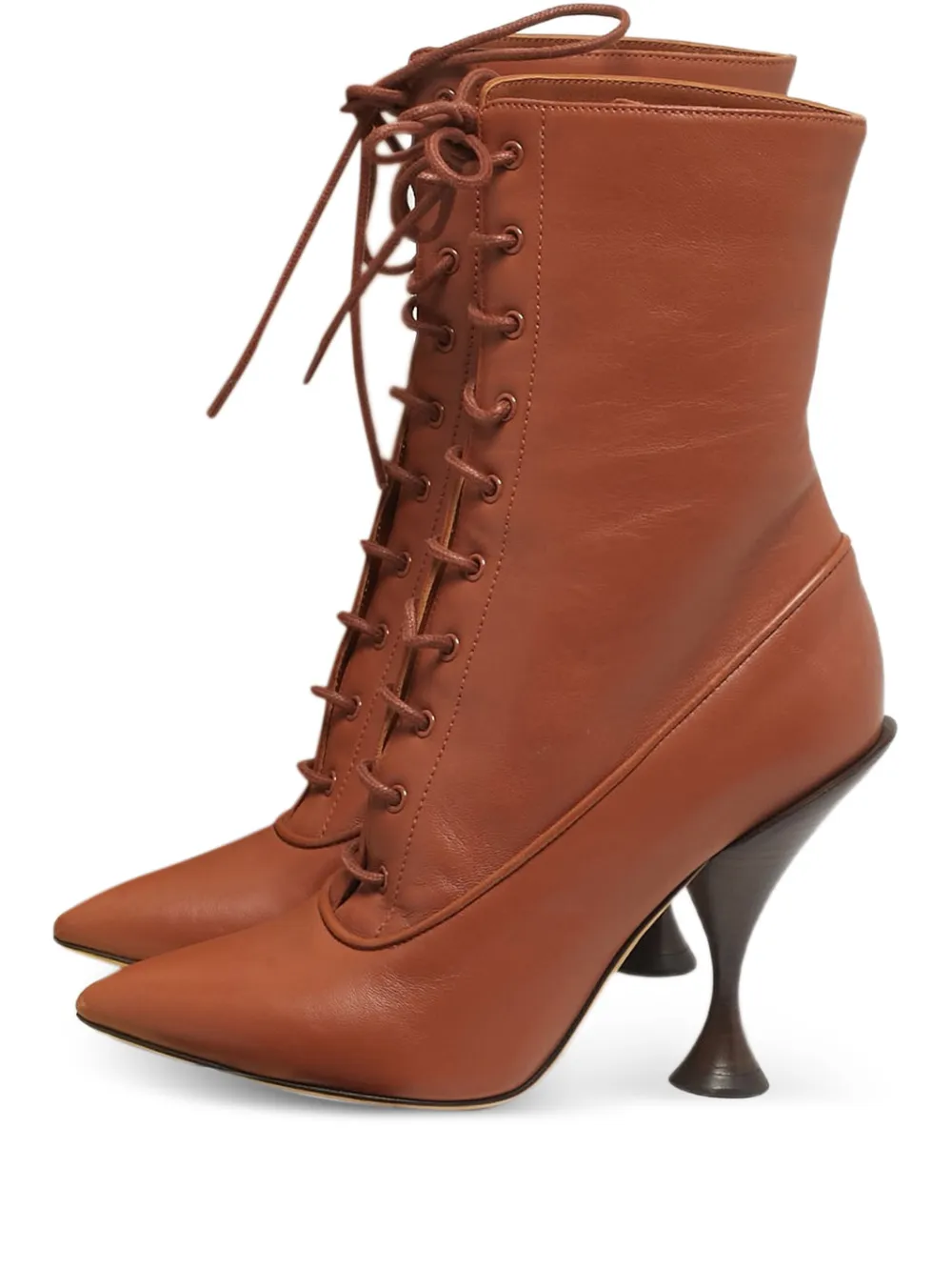 Burberry Pre-Owned lace-up leather ankle boots - Marrone