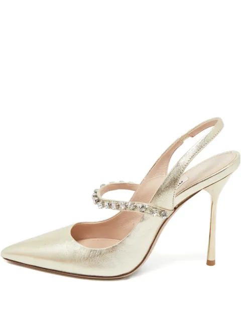 Miu Miu Pre-Owned shimmering crystal Mary-Jane heeled pumps