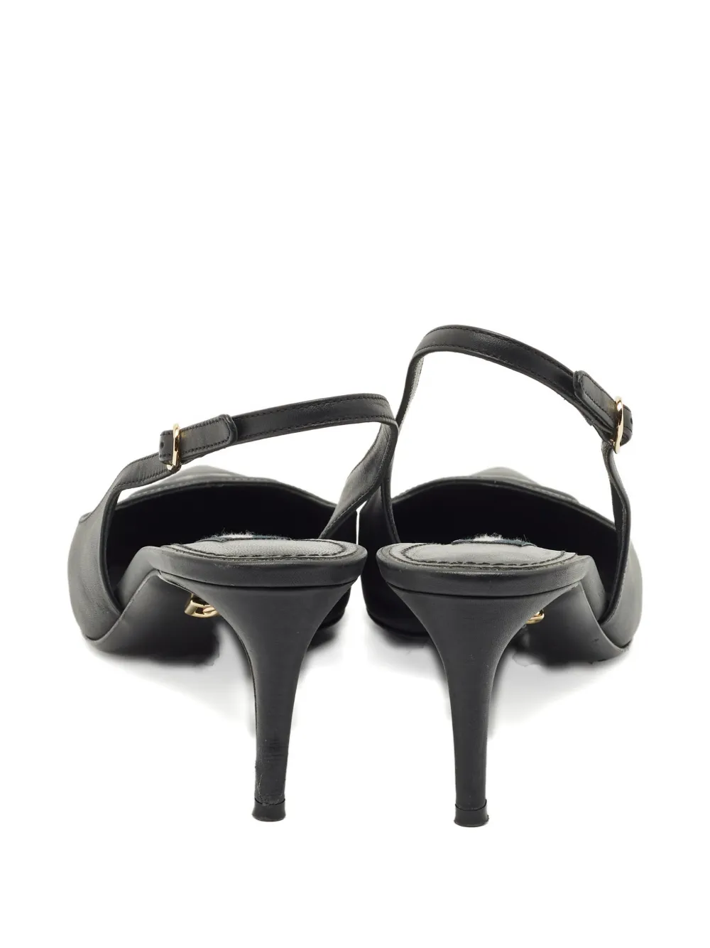 Dolce & Gabbana Pre-Owned Leren muiltjes met logo relief - Zwart