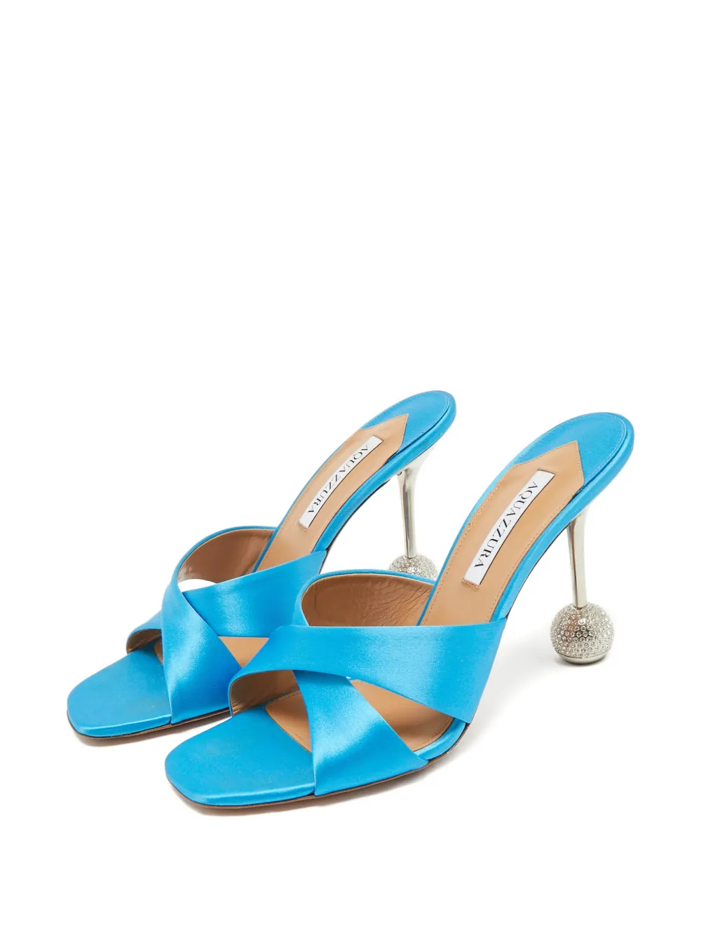Aquazzura Yes Darling crossover embellished heel sandals - Blauw