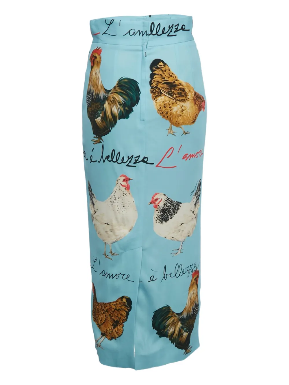 Dolce & Gabbana Pre-Owned Crepe chicken-print midi skirt - Blauw