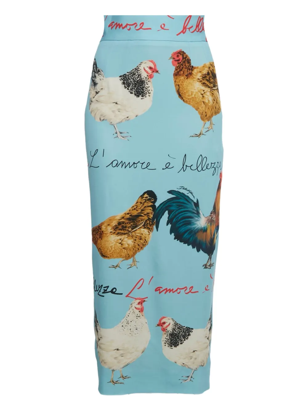 Dolce & Gabbana Pre-Owned Crepe chicken-print midi skirt - Blau