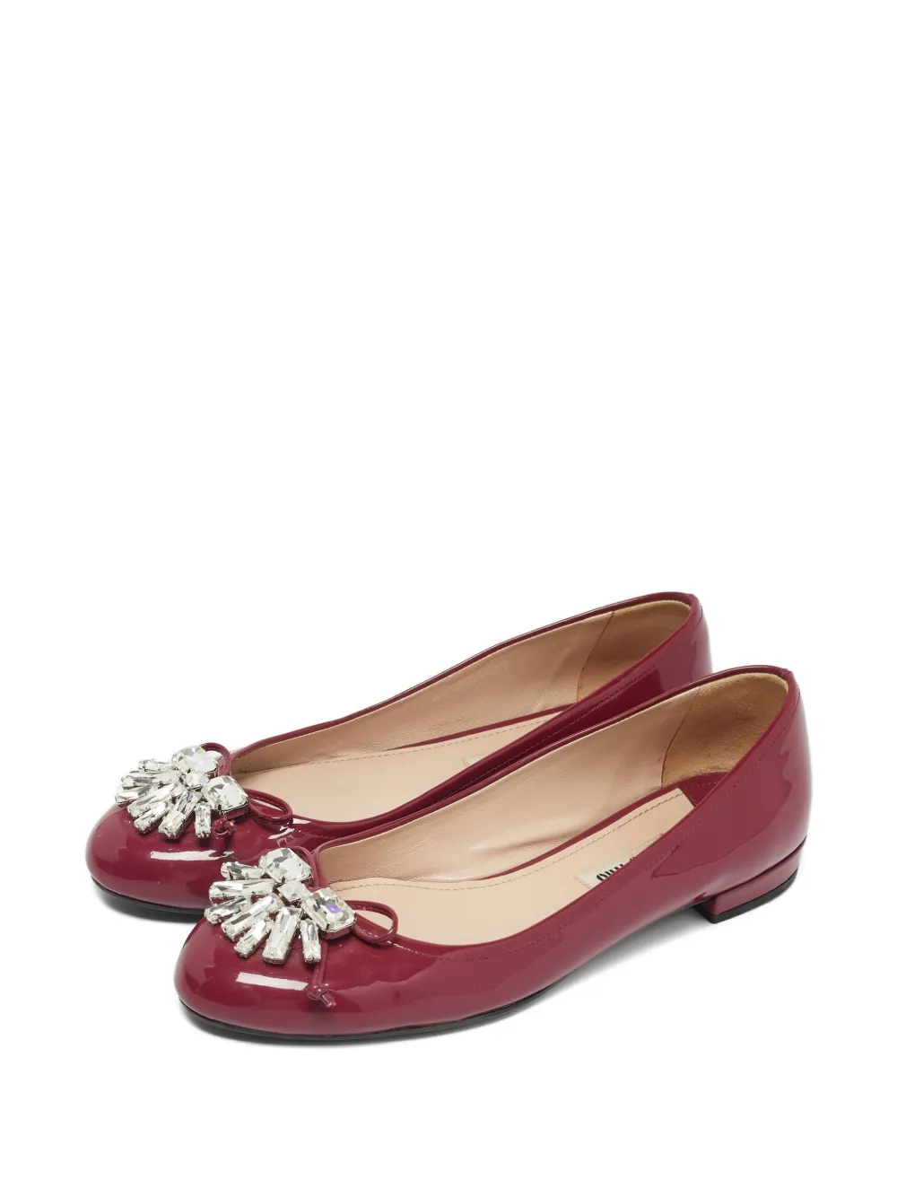 Miu Miu Pre-Owned patent-leather crystal ballet flats | Image 2