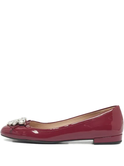 Miu Miu Pre-Owned patent-leather crystal ballet flats