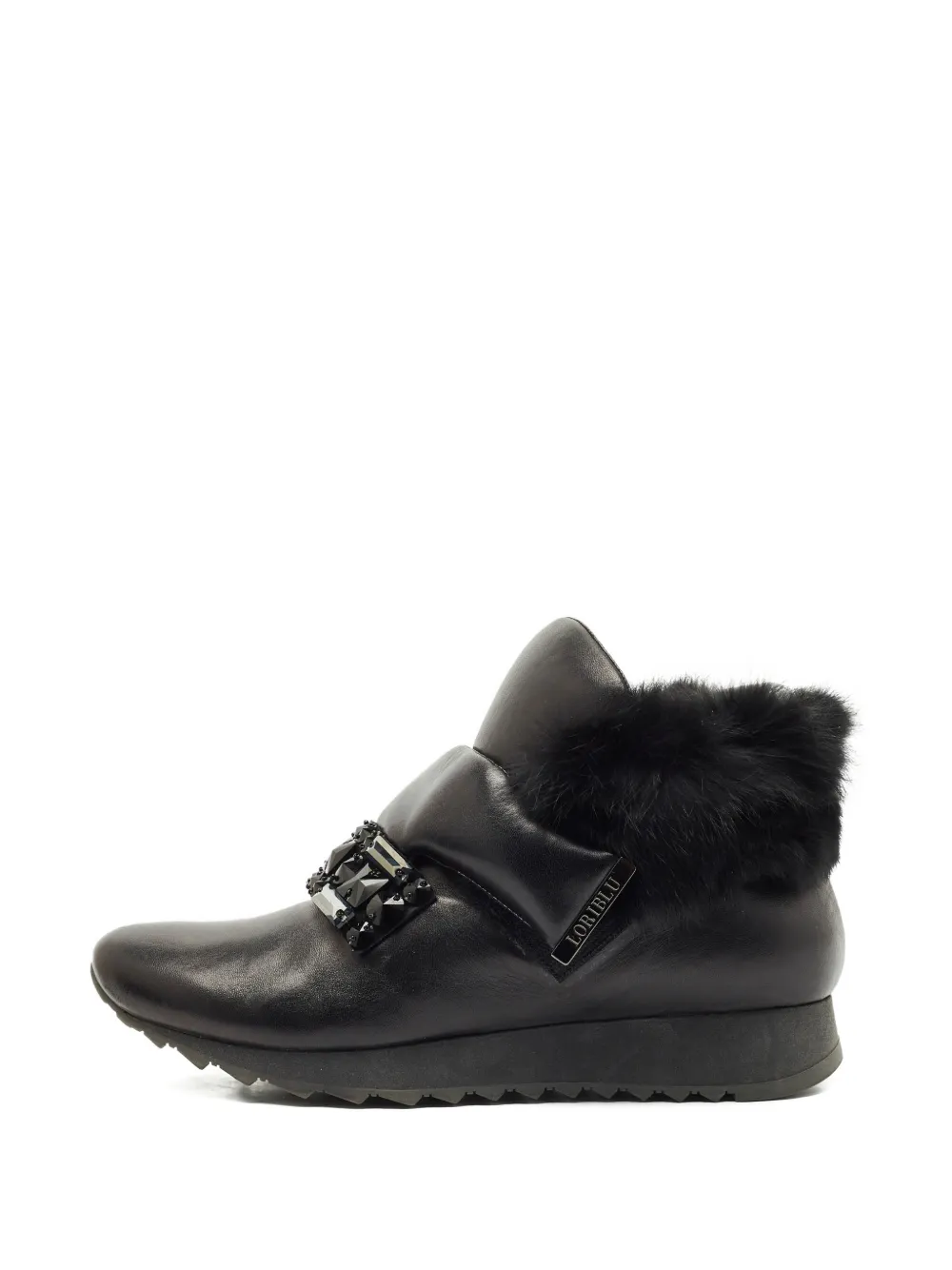 Loriblu faux-fur leather sneakers - Schwarz