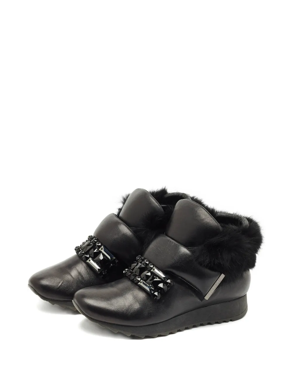 Loriblu faux-fur leather sneakers - Zwart
