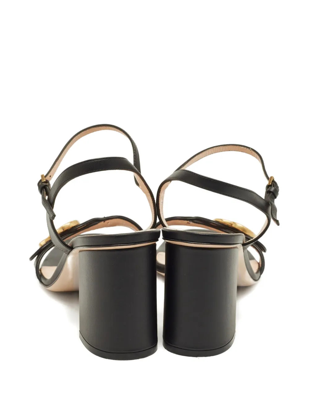 Pre-owned Gucci Gg Marmont Leather Sandals In Black