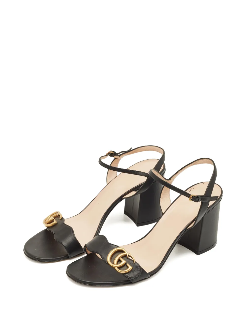 Pre-owned Gucci Gg Marmont Leather Sandals In Black