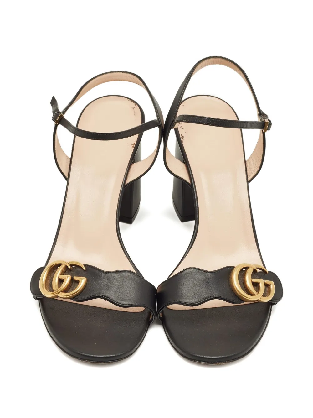 Pre-owned Gucci Gg Marmont Leather Sandals In Black