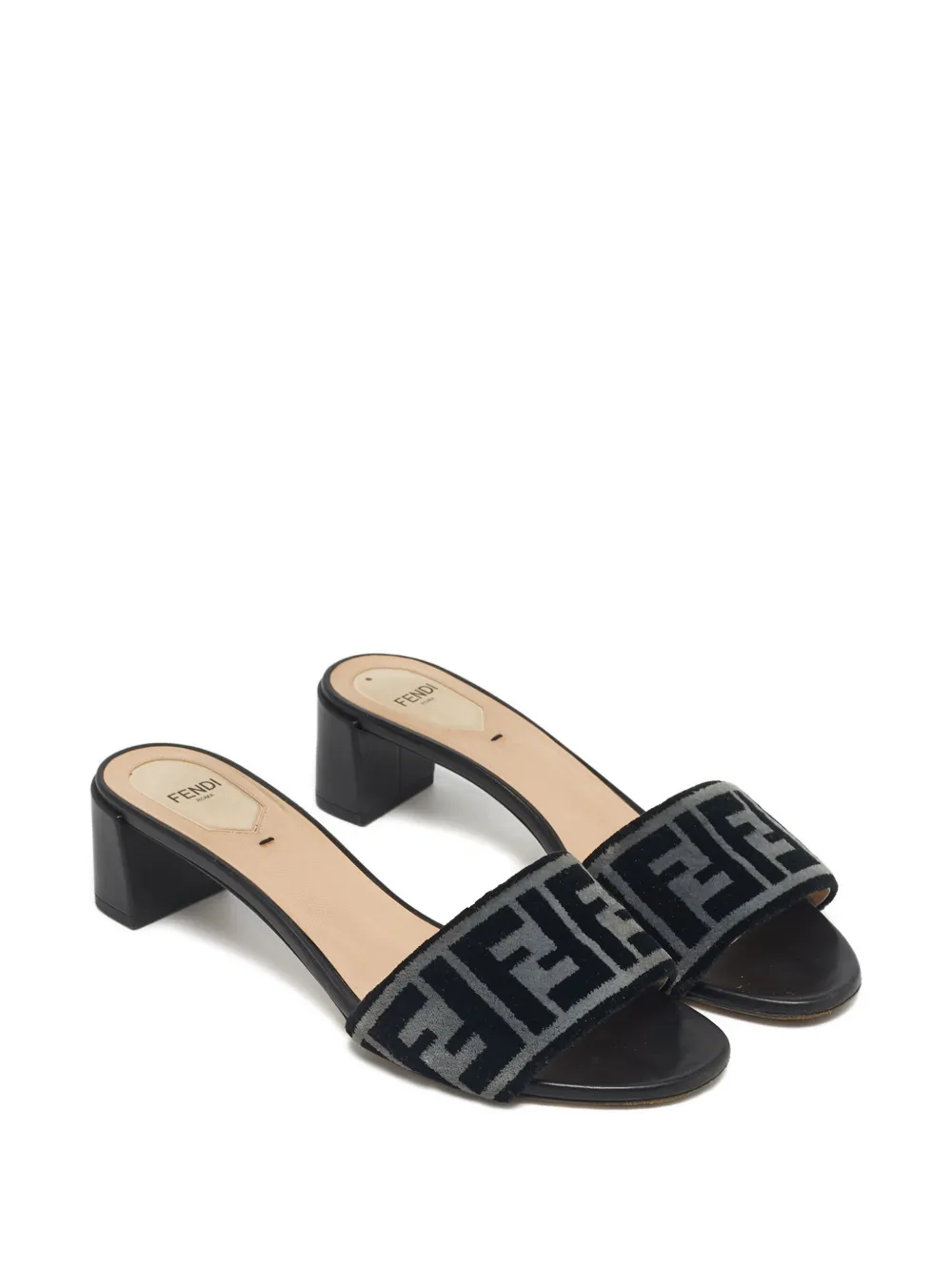 Fendi Pre-Owned Ff-motif block-heel sandals - Zwart
