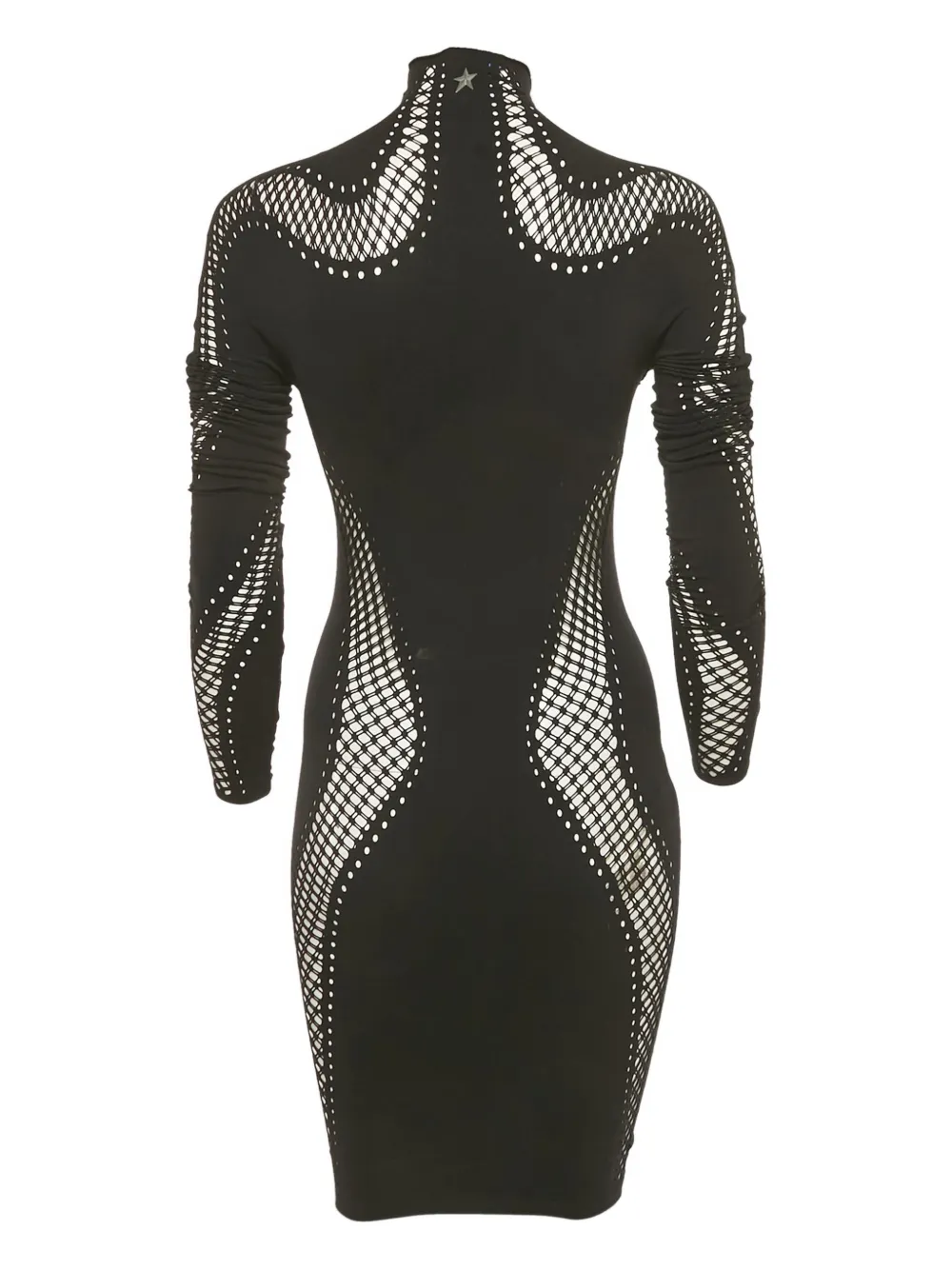 Mugler Vintage perforated high-neck mini dress - Zwart