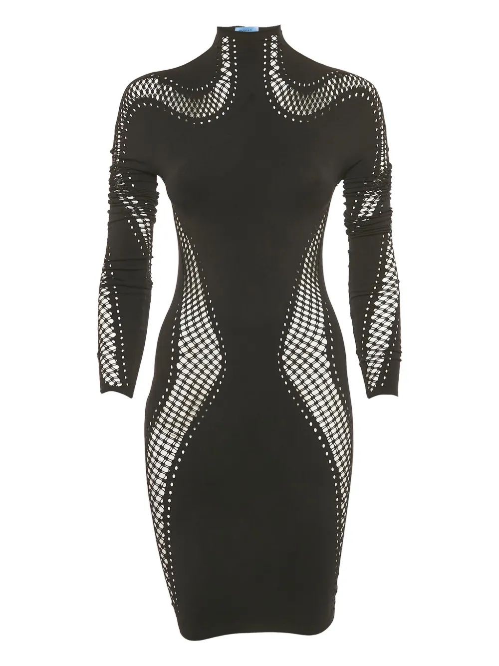Mugler Vintage perforated high-neck mini dress - Nero