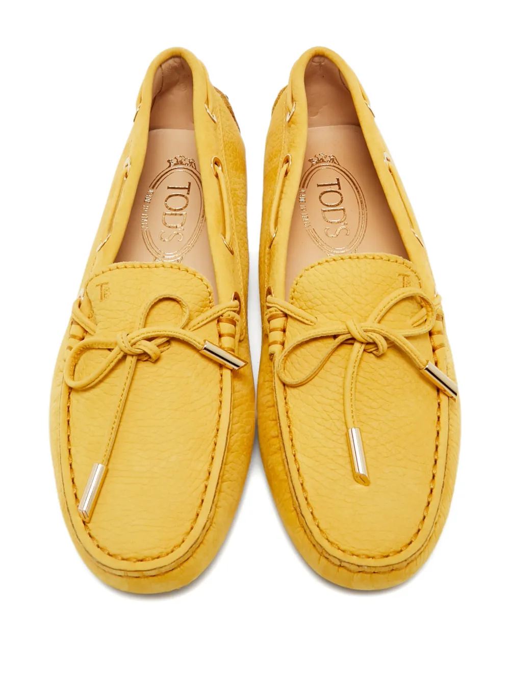 Pre-owned Tod's Vintage Gommino Leather Loafers In Yellow