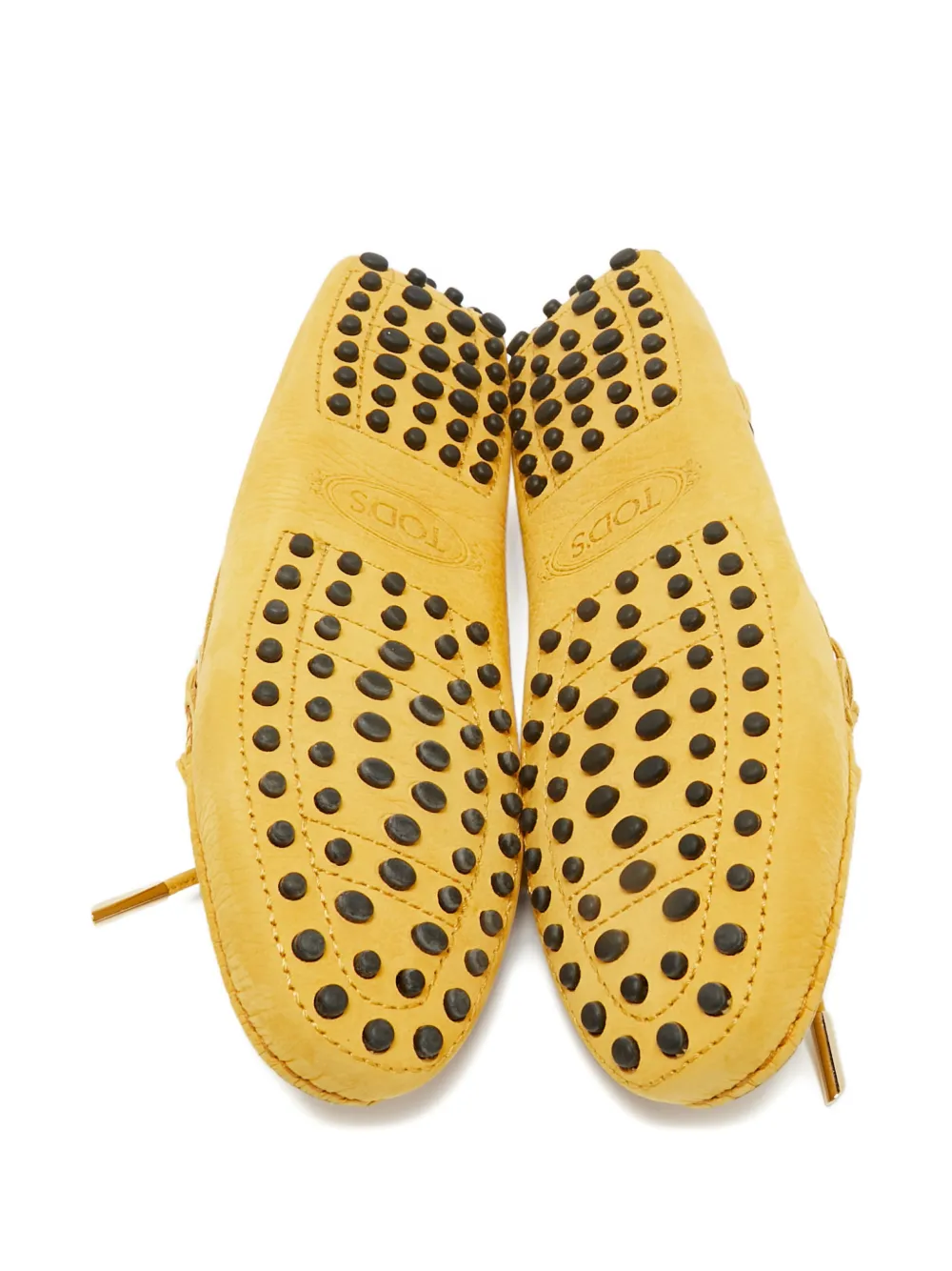 Pre-owned Tod's Vintage Gommino Leather Loafers In Yellow