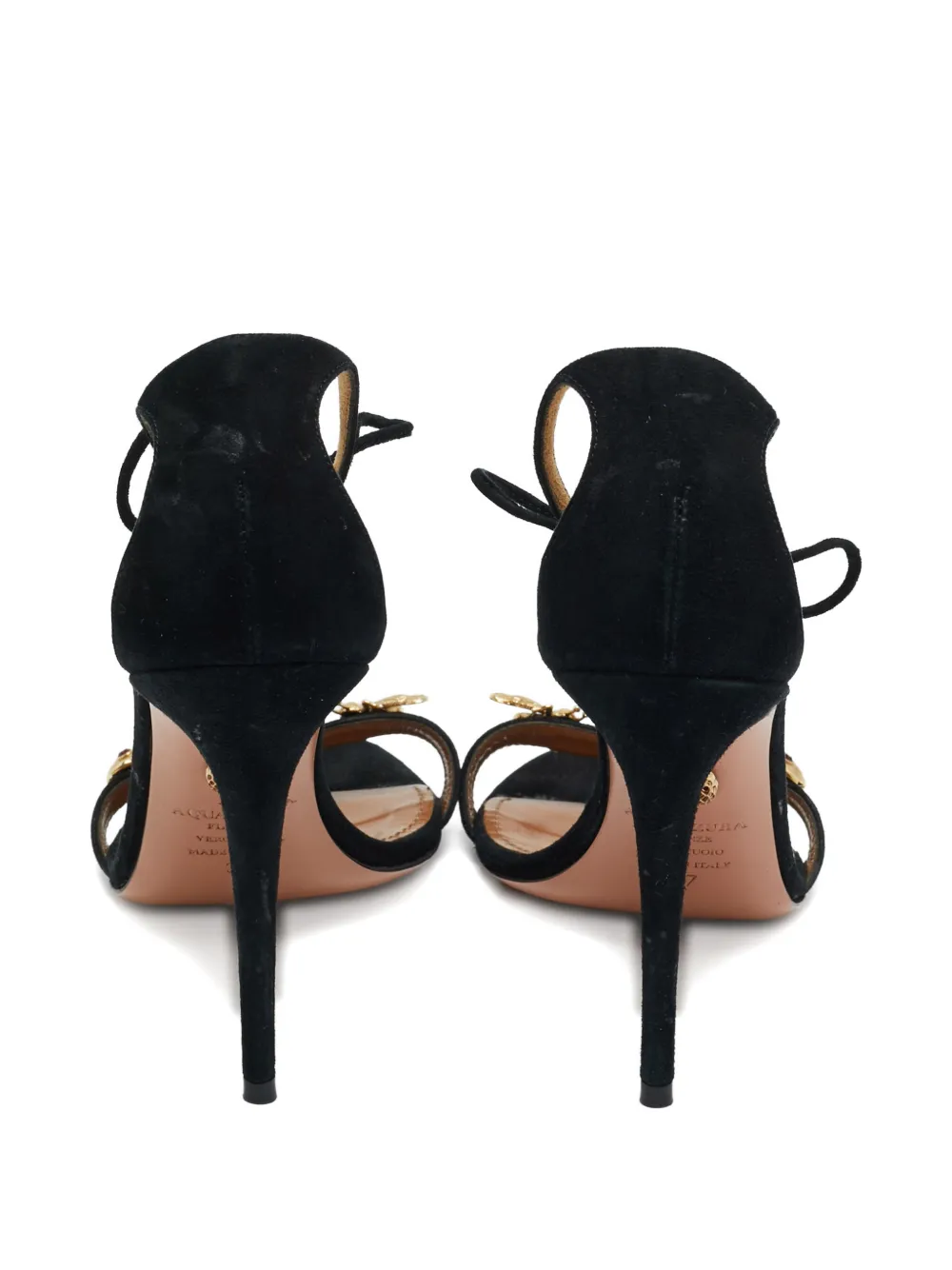 Aquazzura suede bee-embellished sandals - Zwart
