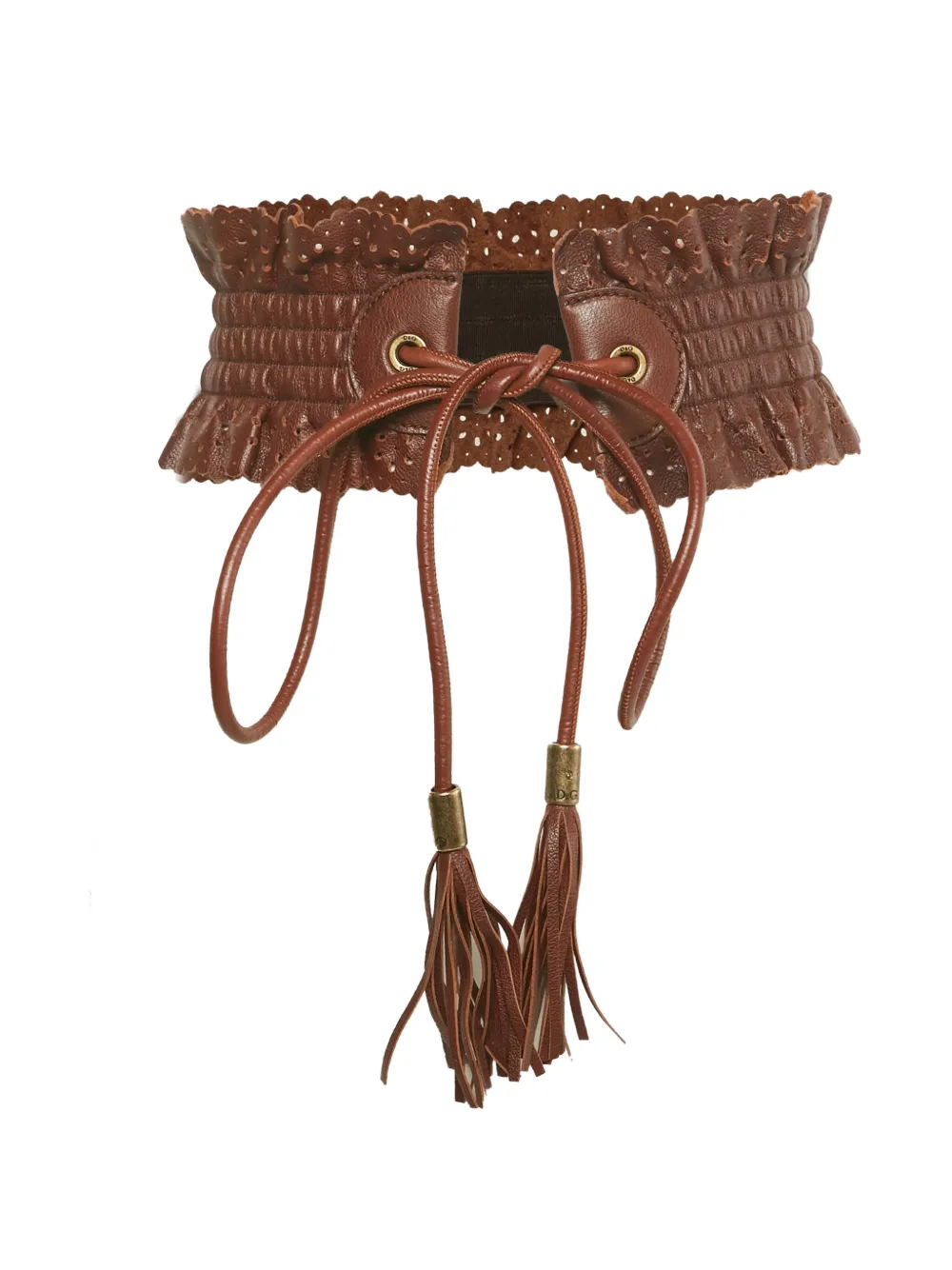 Dolce & Gabbana Pre-Owned Cintura in pelle con nappina - Marrone