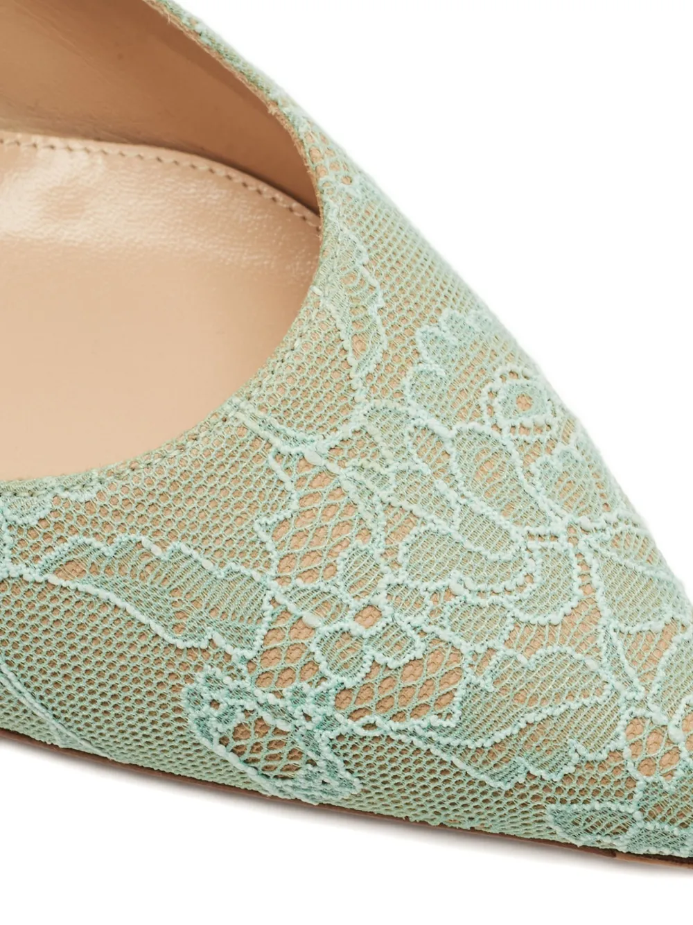 GIANVITO ROSSI Pre-owned Irene Lace Ankle-tie Pumps In Green