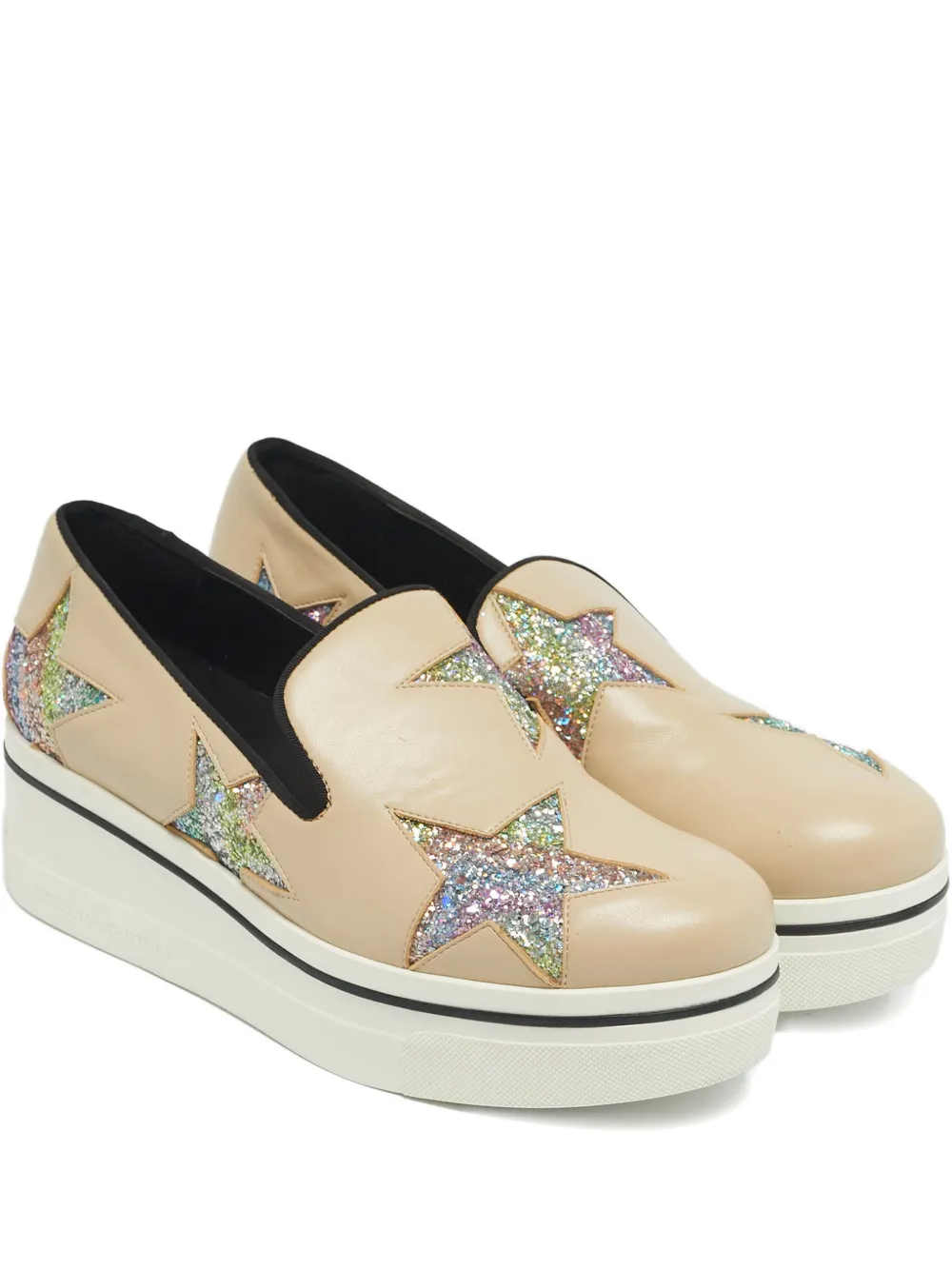 Pre-owned Stella Mccartney Binx Star Platform Slip On Sneakers In Neutral