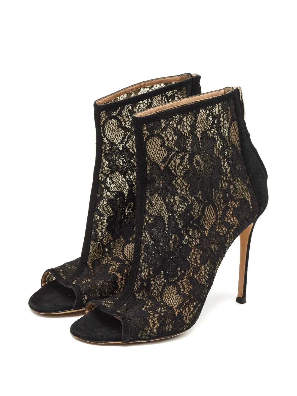 Gianvito Rossi lace open-toe ankle boots - Zwart