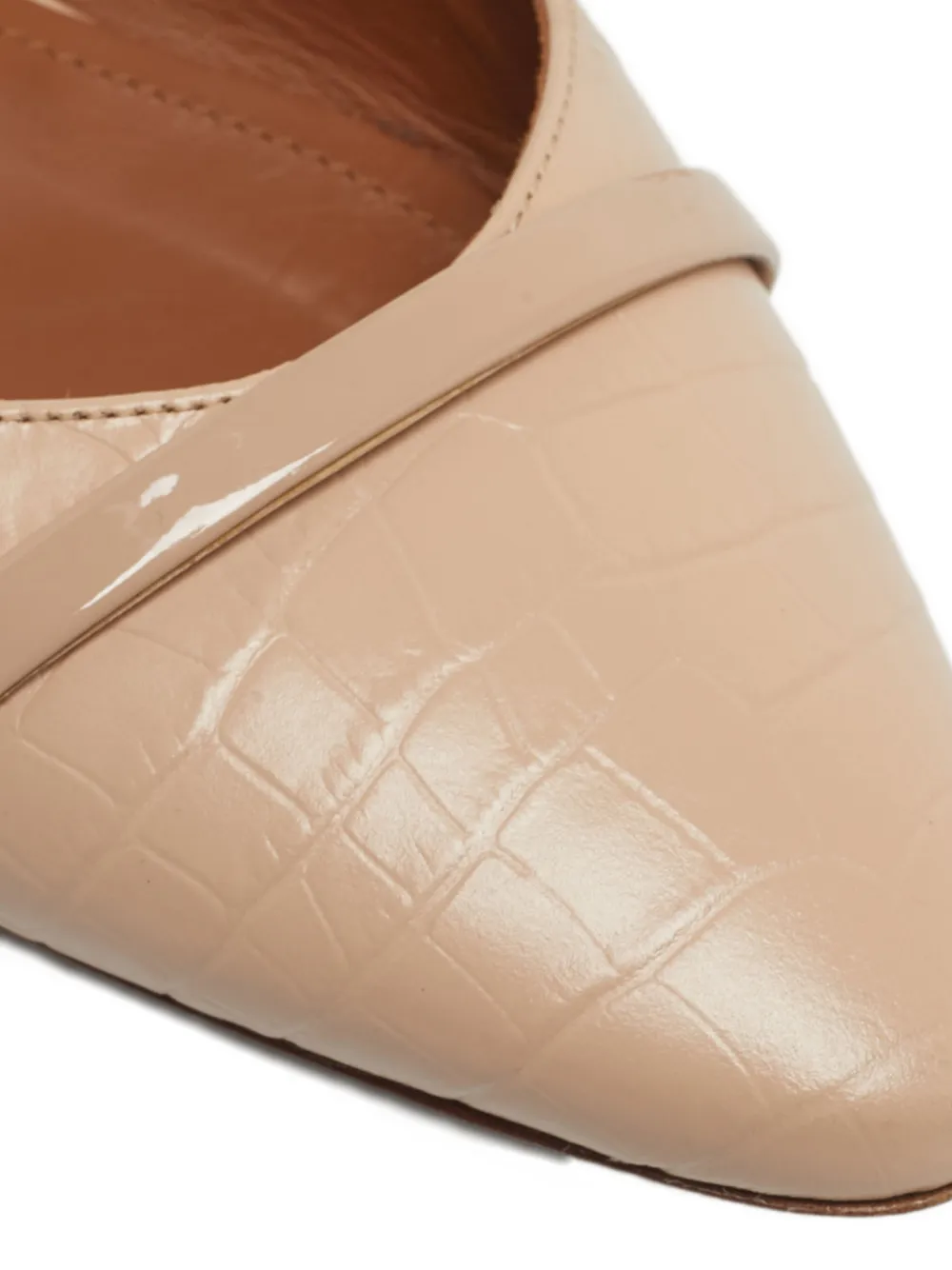 Malone Souliers x Roy Luwolt Marion croc-embossed slingbacks shoes - Beige