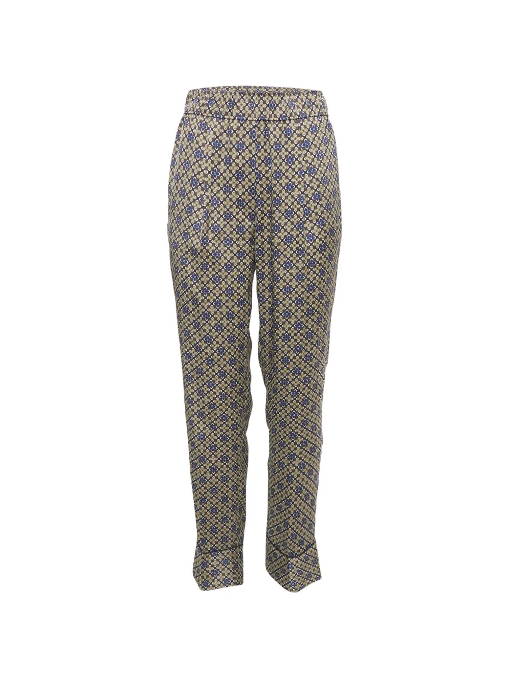 SANDRO floral satin straight trousers - Marrone