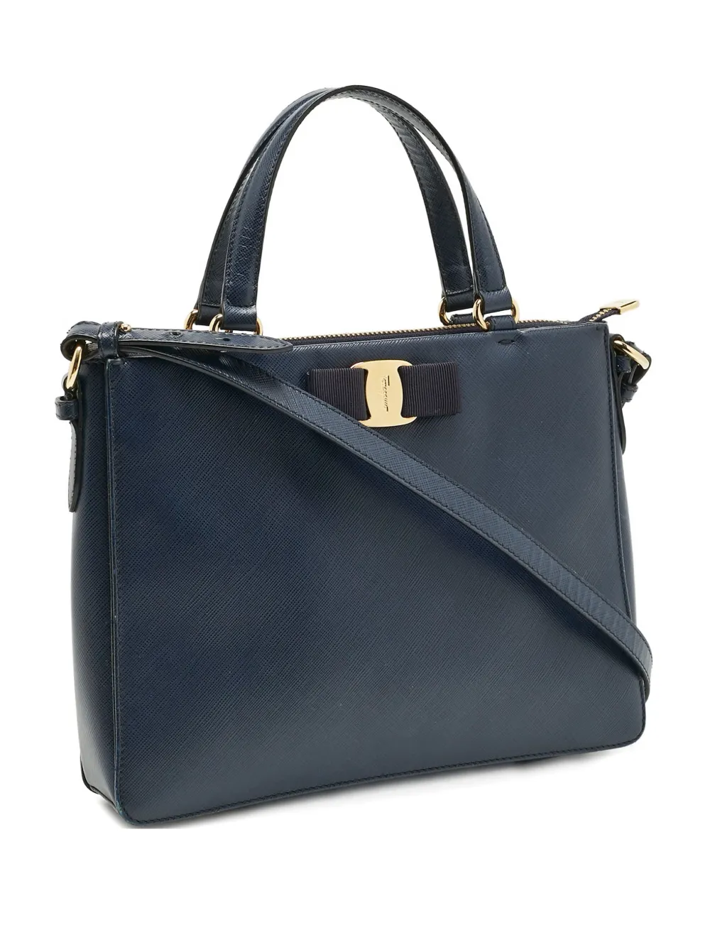 Ferragamo Pre-Owned bow calf leather tote bag - Blu