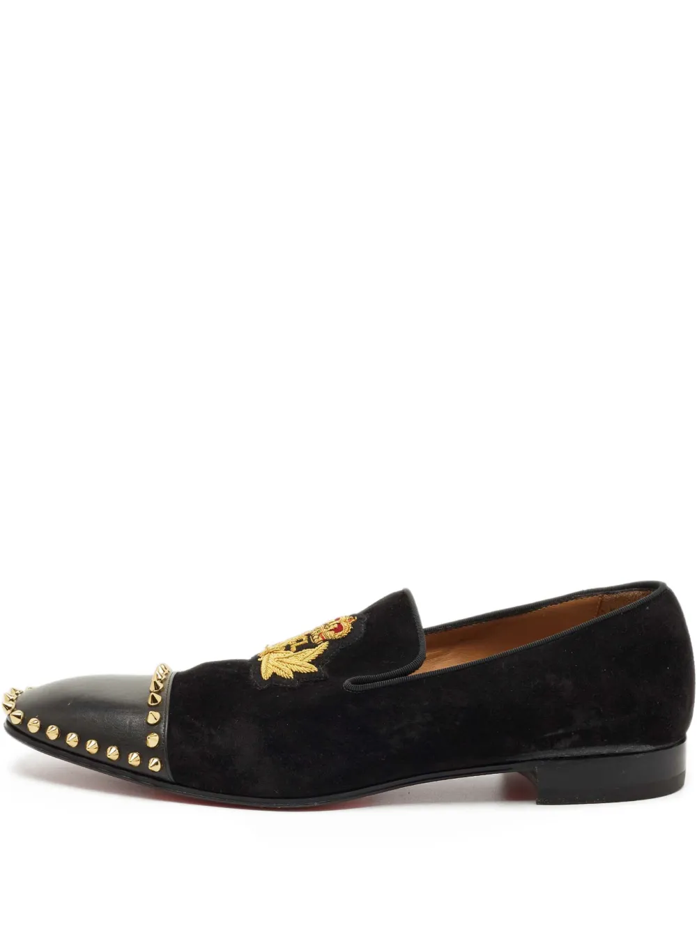 Christian Louboutin Pre-Owned mocassins Captain Loubi à broderies en daim | noir | Image 1