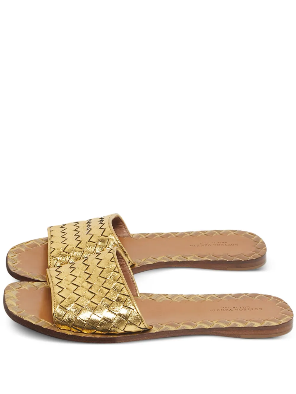 Bottega Veneta Pre-Owned Intrecciato leather slides - Oro