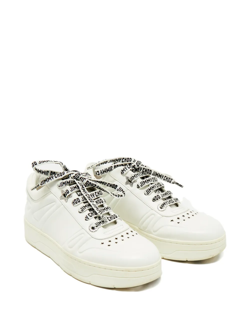 Jimmy Choo Pre-Owned studded leather sneakers - Wit