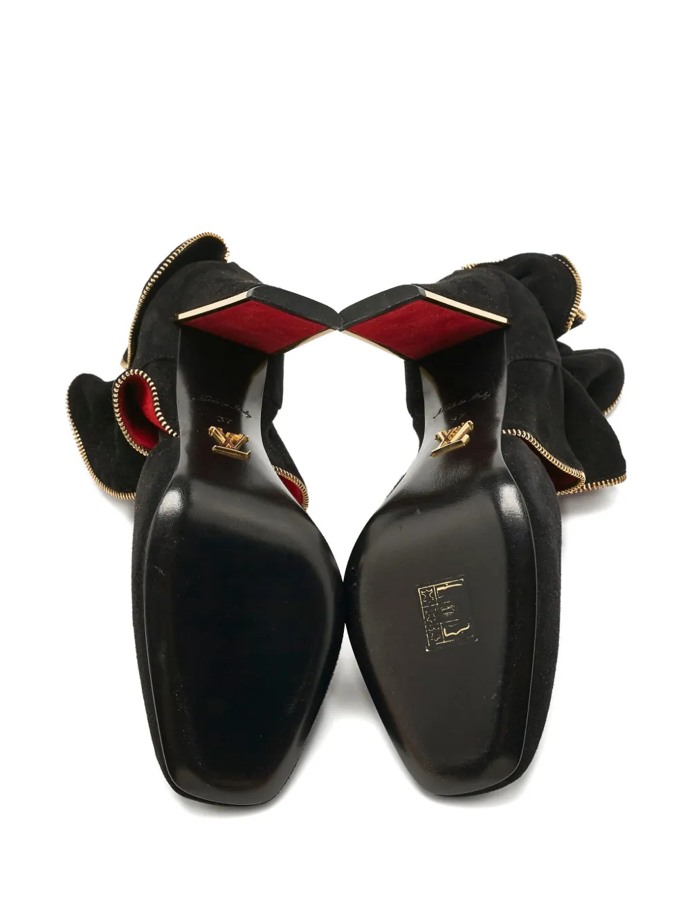 Louis Vuitton Pre-Owned ruffle square-toe pumps - Zwart