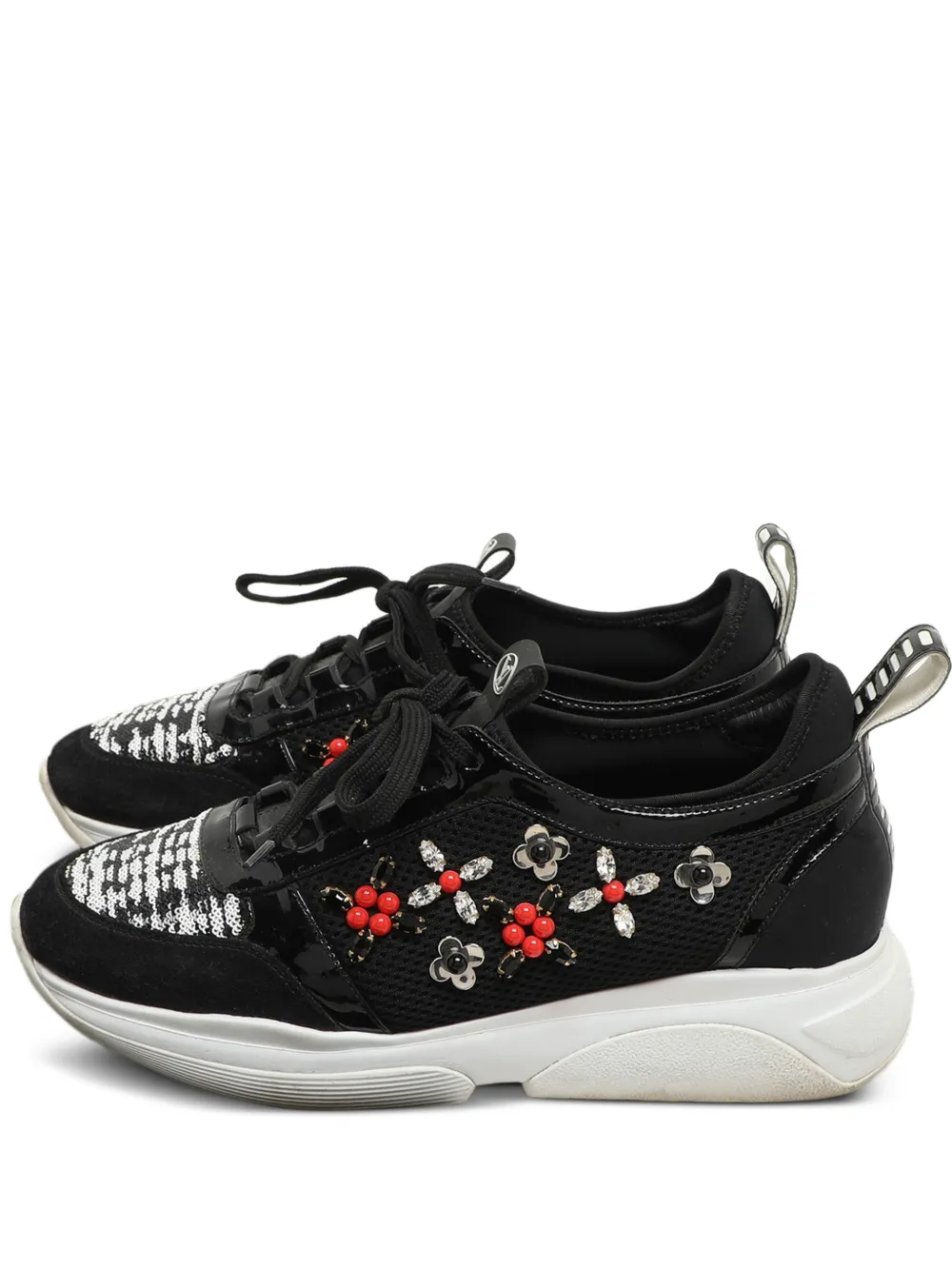 Louis Vuitton Pre-Owned mesh crystal-embellished sneakers - Schwarz