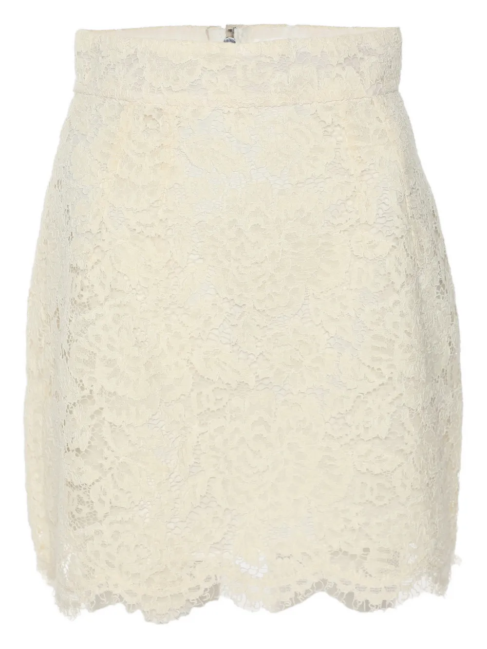 Pre-owned Dolce & Gabbana Lace Crochet Mini Skirt In Neutral