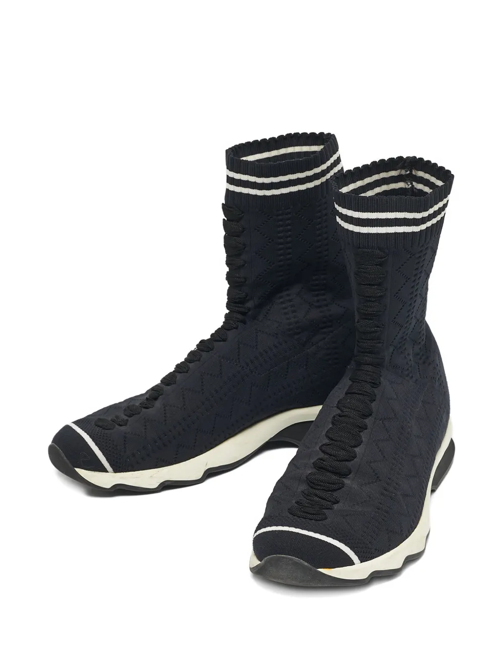Fendi Pre-Owned knitted high-top sneakers - Zwart