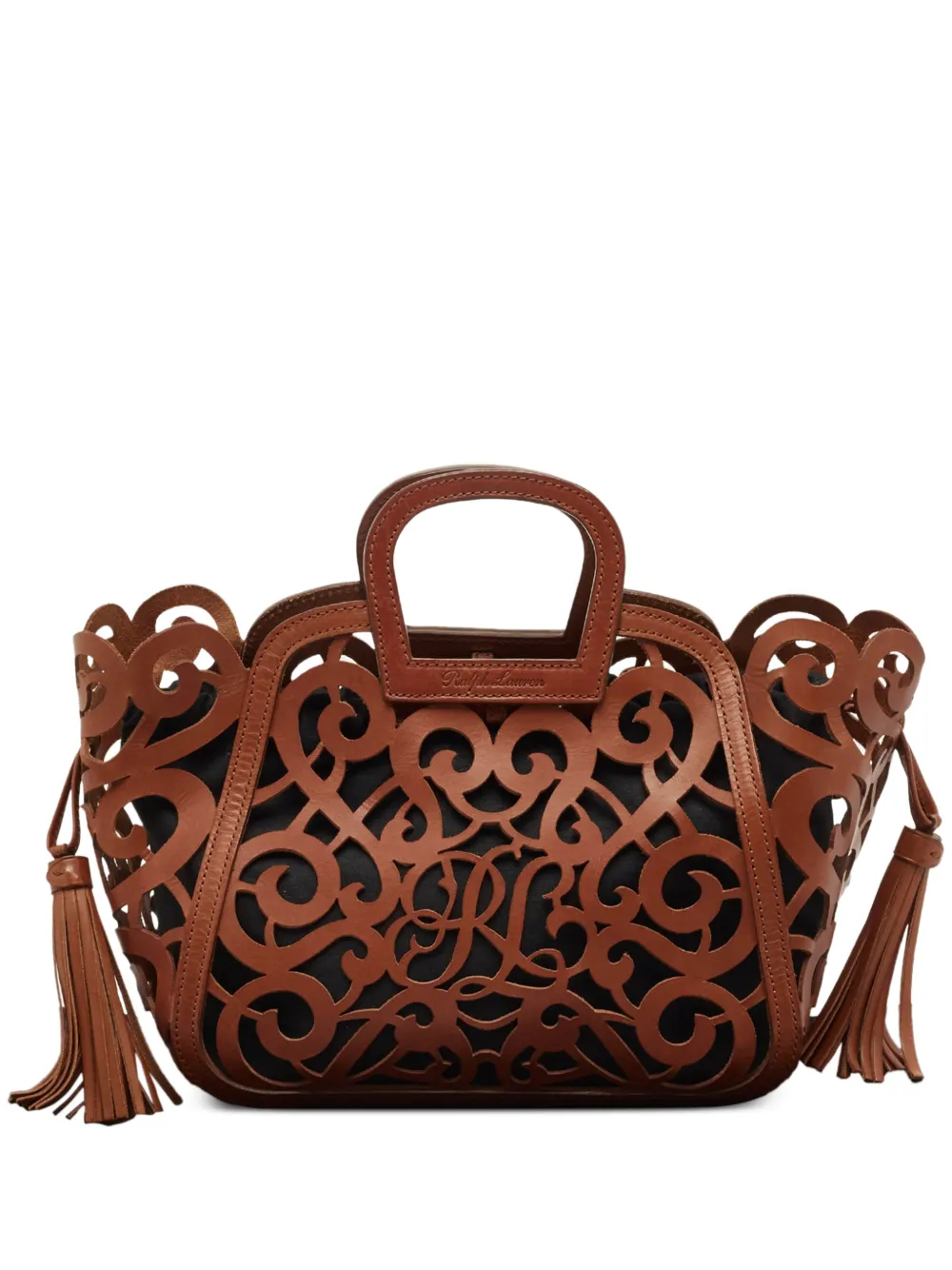 Polo Ralph Lauren Vintage scroll-work leather tote bag - Marrone