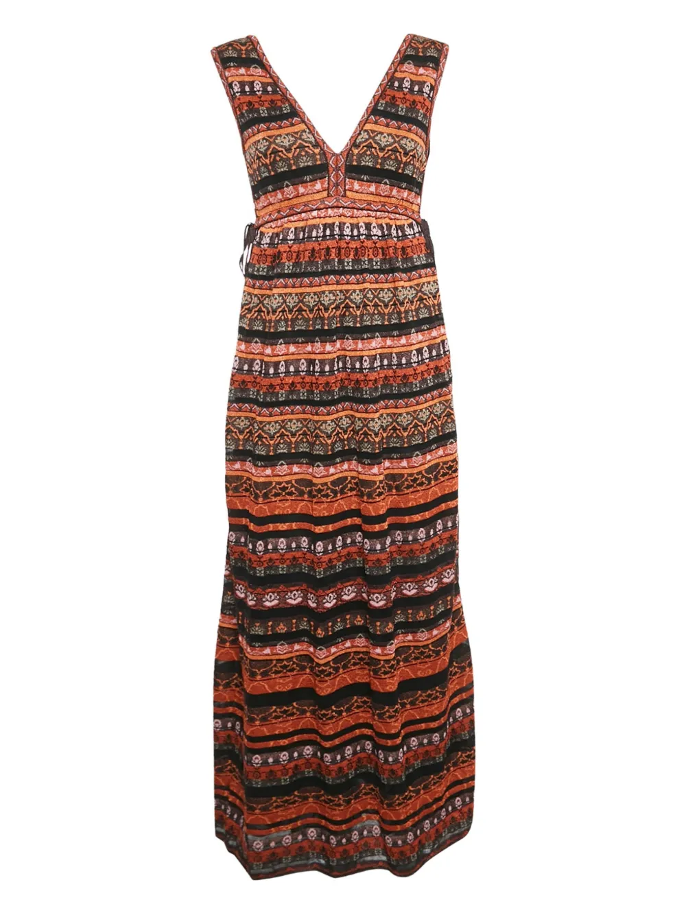 Pre-owned Missoni Knit Striped Maxi Dress In Orange
