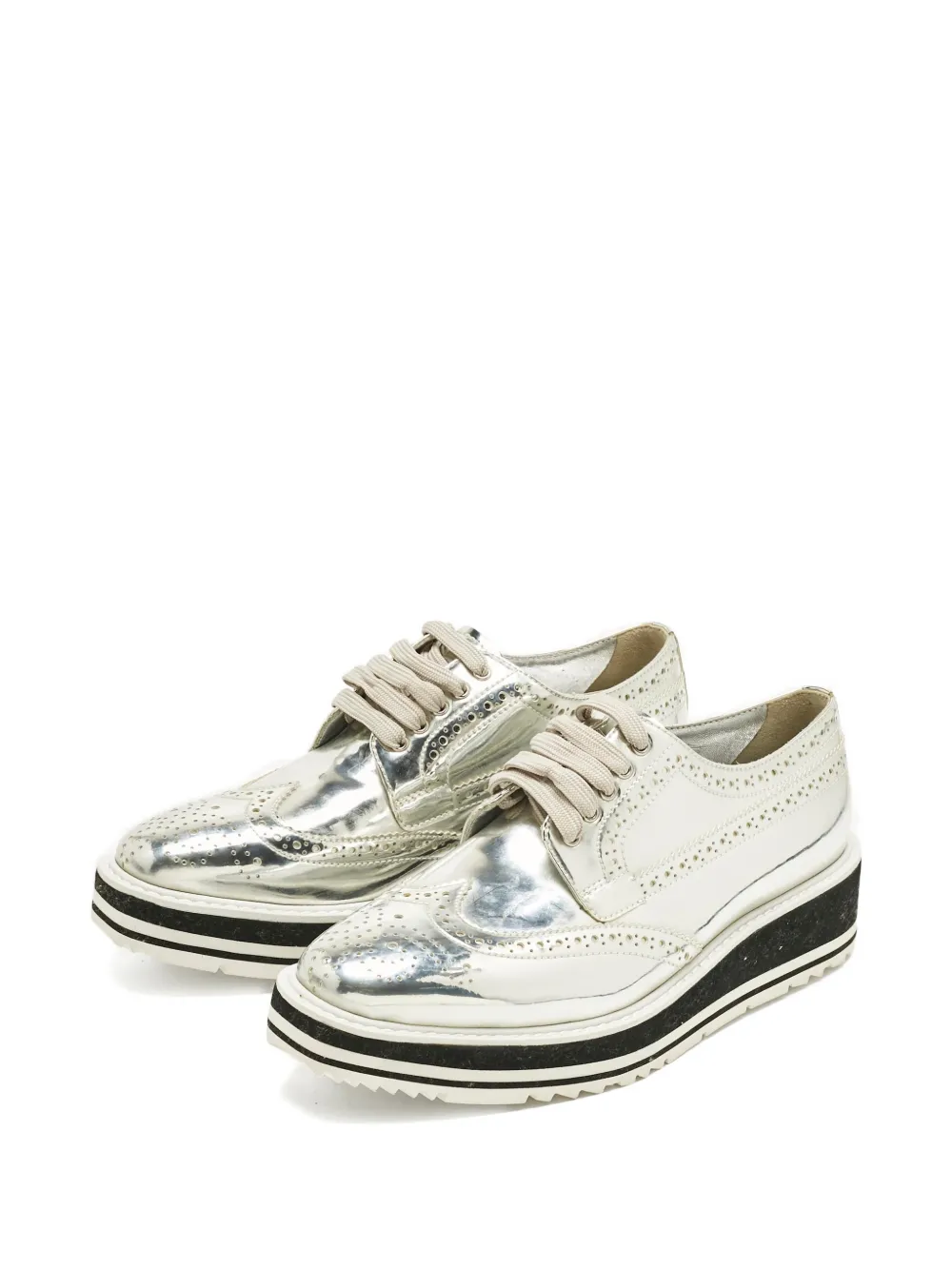 Prada Pre-Owned patent-leather derby sneakers - Zilver