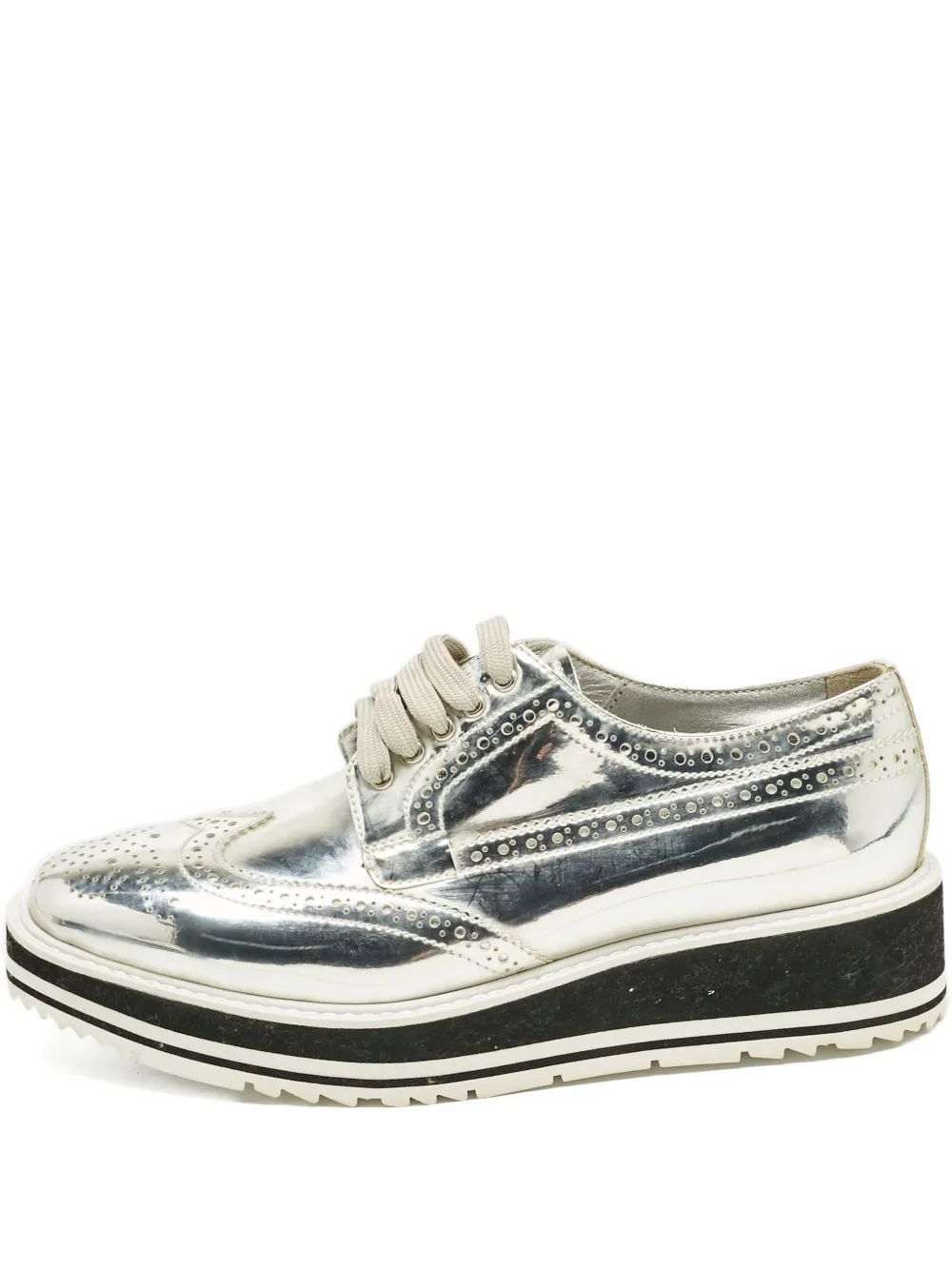 Prada Pre-Owned patent-leather derby sneakers - Argento