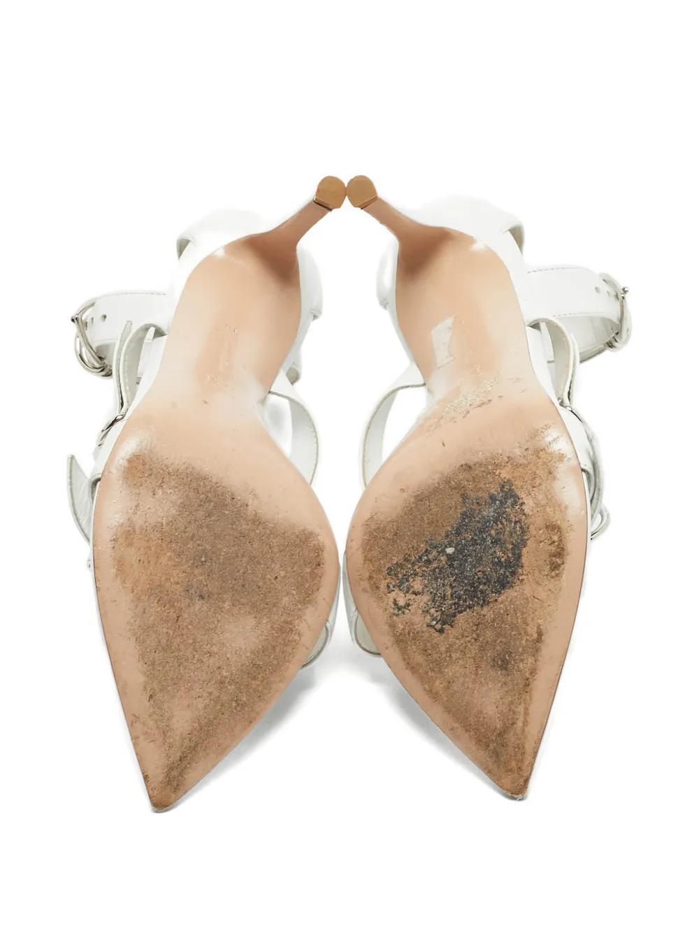 GIANVITO ROSSI Pre-owned Belted Leather Sandals In White