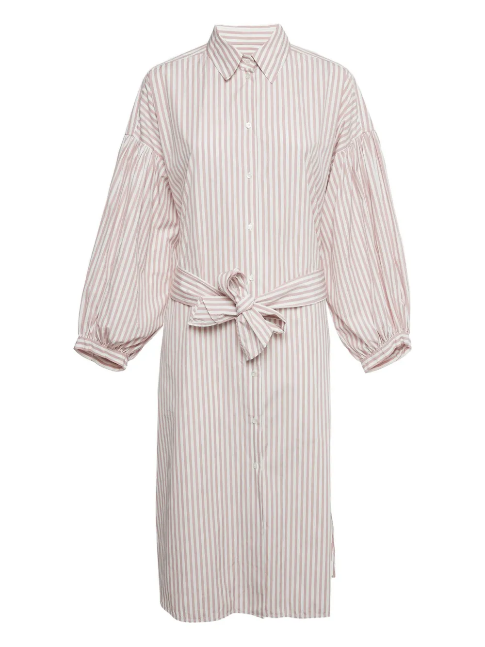 Weekend Max Mara striped puff-sleeve midi shirt dress - Bianco